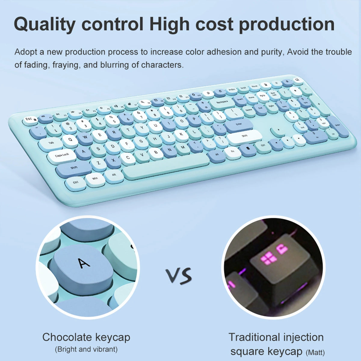 MOFii Wireless Keyboard & Mouse Combo, Cute Macaron Cat Paw Round Keycaps Silent Office Set for Laptops and Desktops