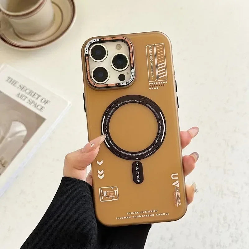 Matte Magnetic Phone Case For iPhone 17 16 15 14 13 Pro Max Air Magsafe Wireless Charge Frosted Metal Lens Frame Buttons Cover