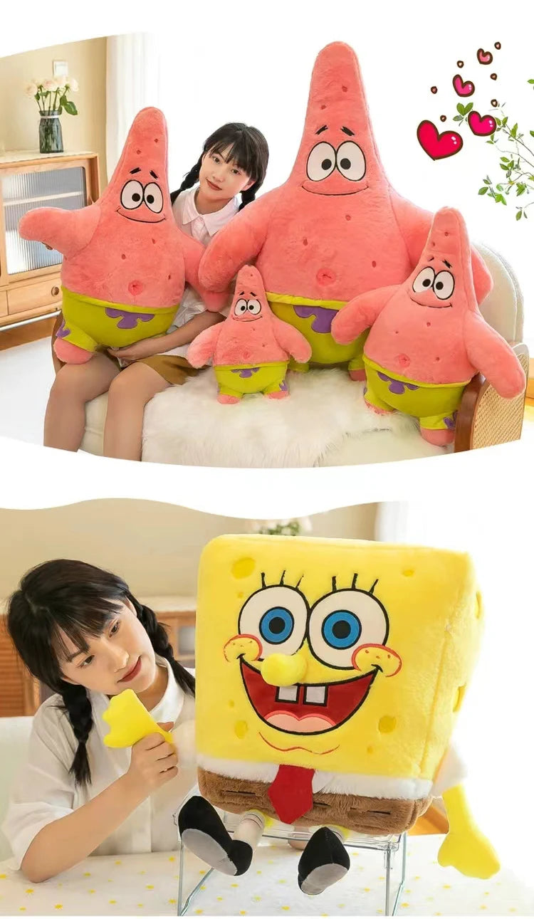 35-100CM SpongeBob Doll SquarePants Patrick Star Plush Anime Cartoon Toy Soft Cute Stuffed Collection Children's Birthday Gift