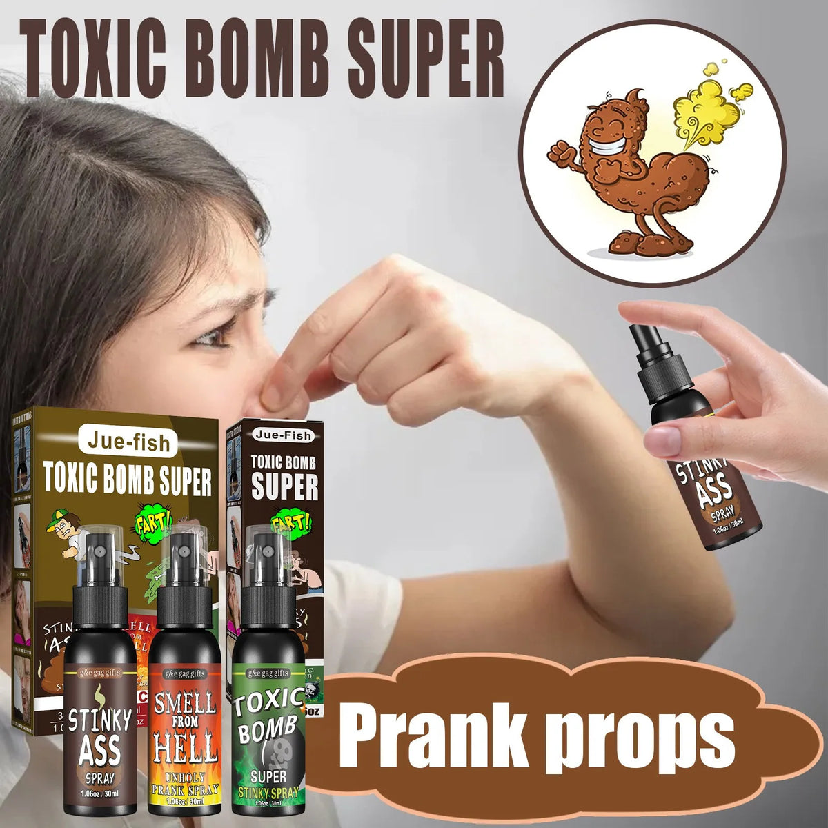 30ml Poop Spray Creative Liquid Fart Gag Prank Joke Spray Funny Toy Non-Toxic Stink Bombs Extra Strong Smelly Stinky Gas Spray