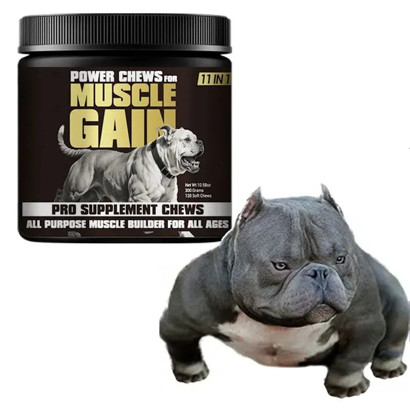 Pitbull 11 IN 1 MUSCLE GAIN For Dogs, Enhances Strength Endurance Boosts Performance Training Nutrients Supplement 120pcs/bottle