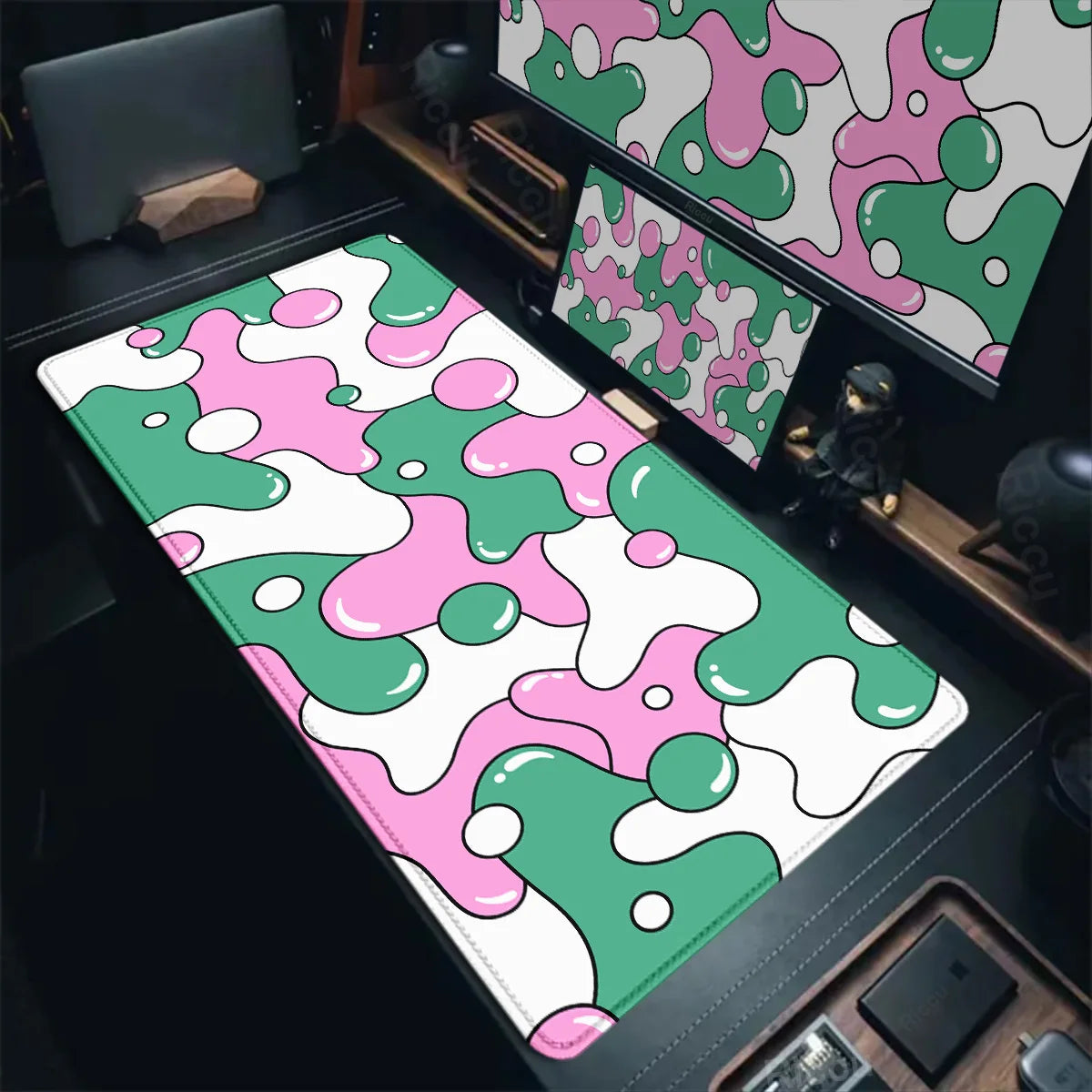 Gaming Mouse Pads Large Size Table Pad Blue White Strata Liquid Mouse Pad Computer Play Mat Leather Mouse Pad Keyboard Desk Mat