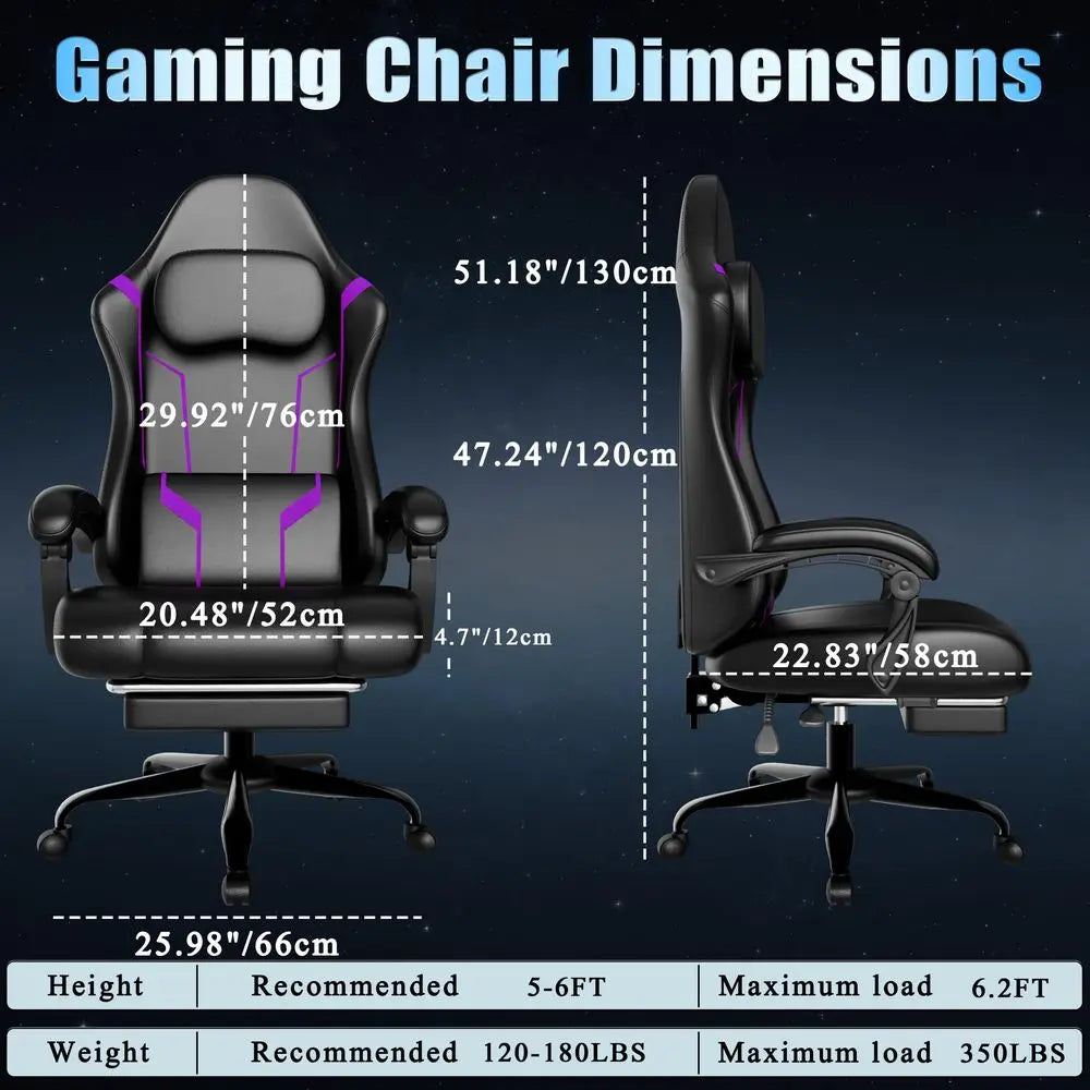 Gaming Chair, Video Game Chair with Pocket Spring Cushion and Footrest, Height Adjustable Computer Chair with Swivel Seat and H