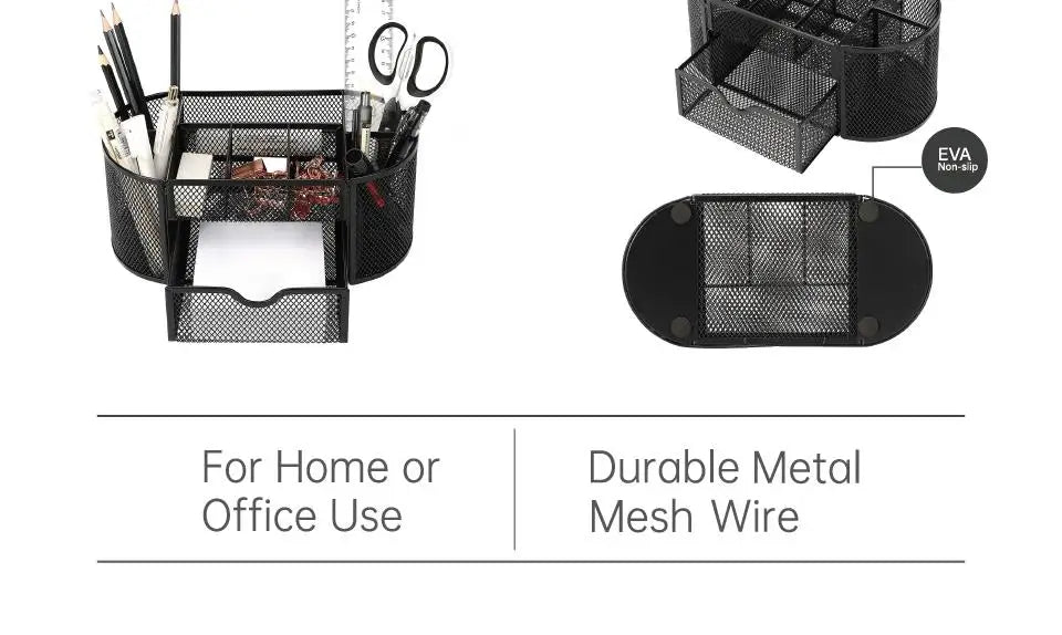 Mesh Desk Organizer Sturdy Metal Pen Stand Student Stationery Office Supplies