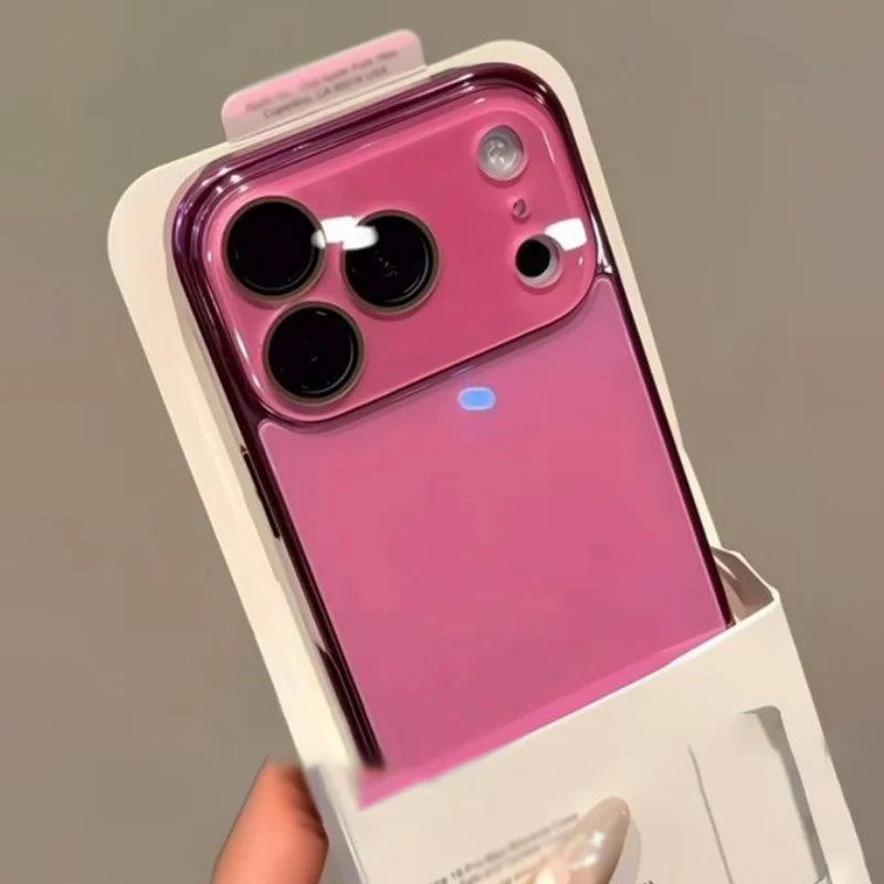 Luxury ice-Tempered Glass Camera Case For iPhone 18 17 16 15 14 13 12 11 Pro Max Plating Candy Armor Shockproof Glossy Cover