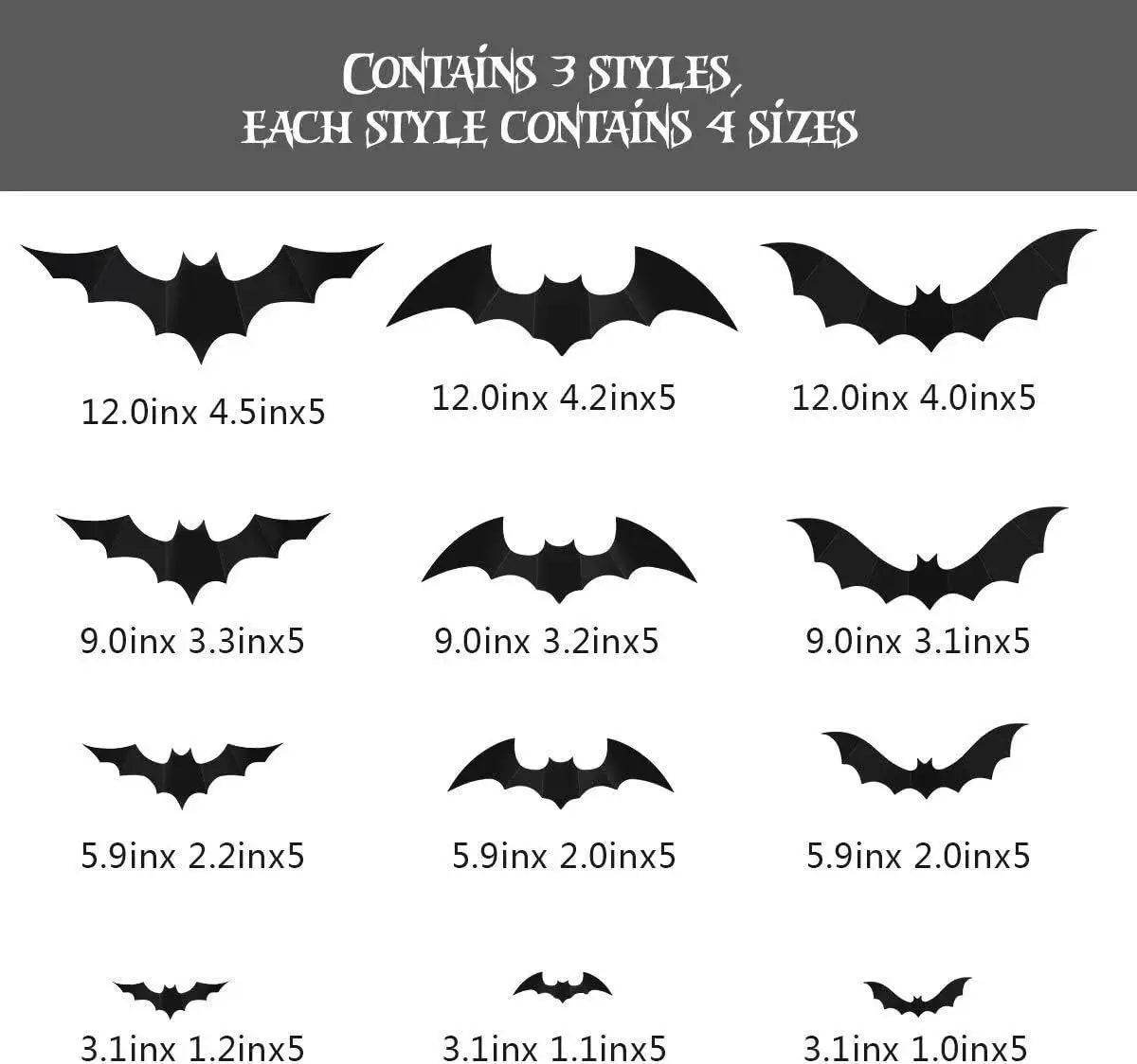 DIY Halloween Bat Decoration 3D PVC Bat Wall Sticker Black Bat Wallpaper Halloween Real Horror Prop