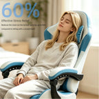 NEBMAAX Ergonomic Gaming Chair with Footrest Massage Function PU Leather Office Chair for Adults Swivel Computer Chair with Headrest And Lumbar Support