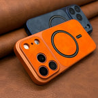 Luxury Artificial Leather Matte Magnetic Phone Cases for IPhone 13 14 15 16 17 17air Pro Max for Magsafe Wireless Charging Cover
