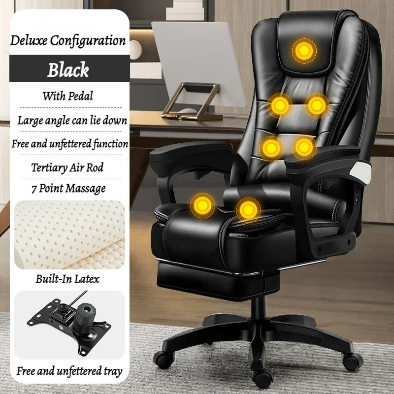 Leather Executive Office Chair Gaming Adjustable Modern Ergonomic Chair Mobile Massage Designer Silla Oficina Salon Furniture