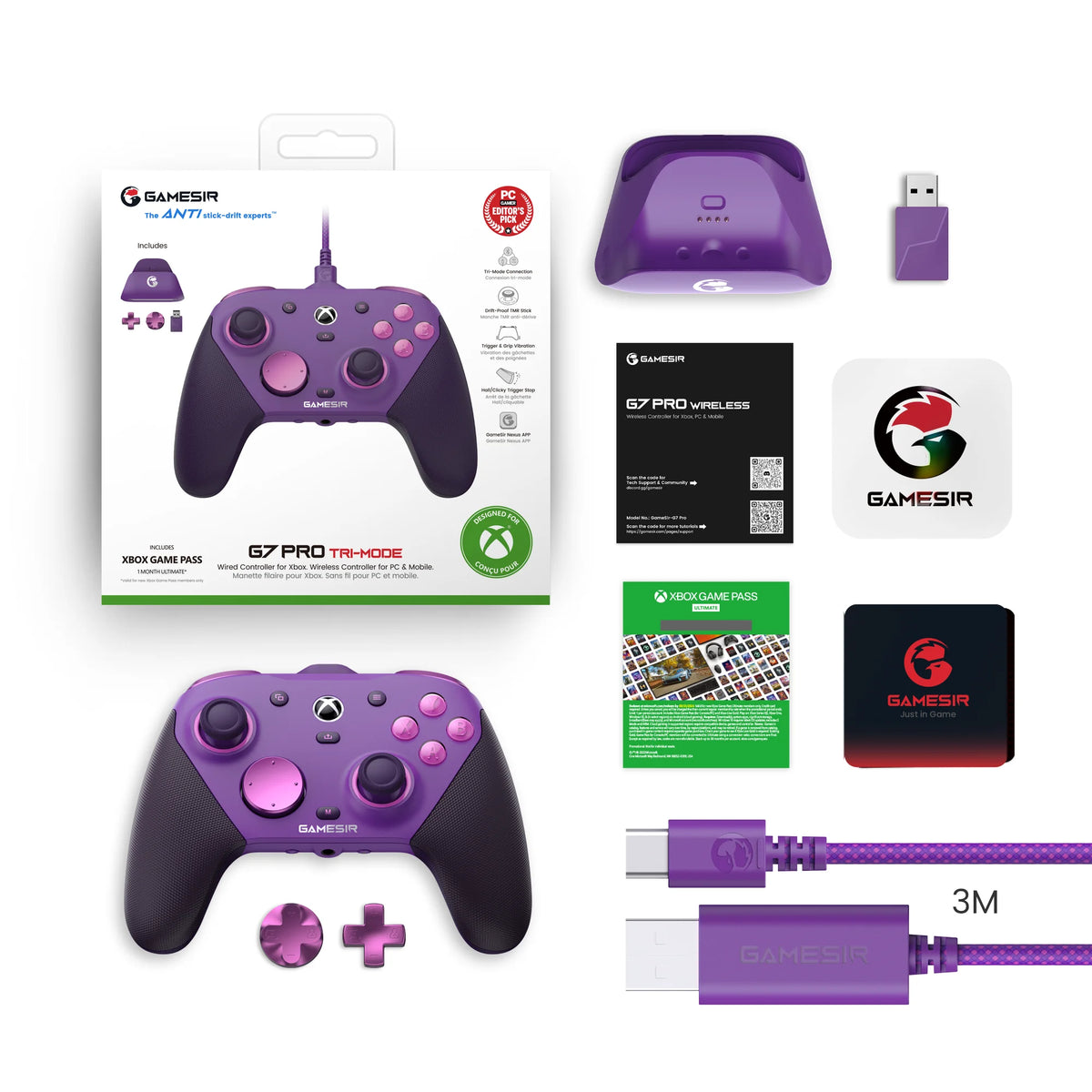 GameSir G7 Pro Xbox Series X|S Controller - TMR Sticks, Hall Effect Triggers, 1000Hz Polling, 6-Axis Gyro, Charging Station