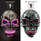 Evil Skull Mask Halloween Carnival Masquerade Haunted House Scary Decoration Cosplay Skeleton Scary Theme Party Light Up Mask