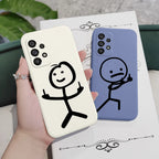 Line Cute Man Case For Samsung Galaxy A73 A53 A33 A23 A13 A03 A72 A52 A52S A32 A22 A12 A02 A02S A71 A51 A31 A21S 4G 5G Cover