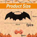 Halloween Pet Bat Wings Costume Cat Dog Clothes with 2 Pumpkin Bells Cosplay Outfit for Small Cats Dogs Party Dress Up Fun