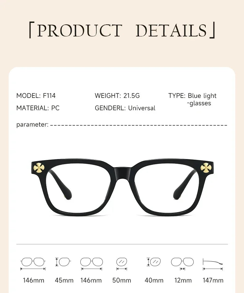 2026 BEAU FIVE Retro Square Blue Light Blocking Computer Glasses