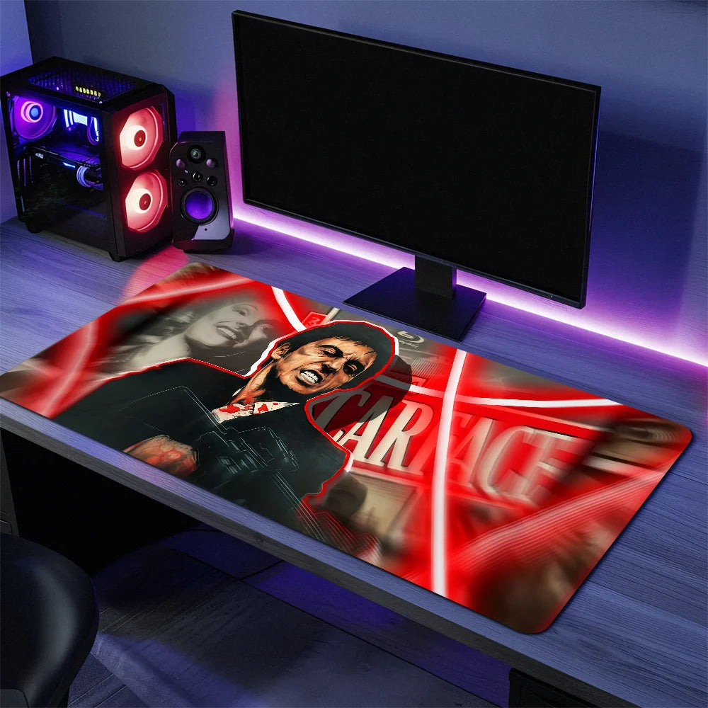 Film Scarface Tony Montana Mouse Pad Large Desk Mat Keyboard Ergonomic Office Rubber PC Non-slip Anti-fray Home Custom