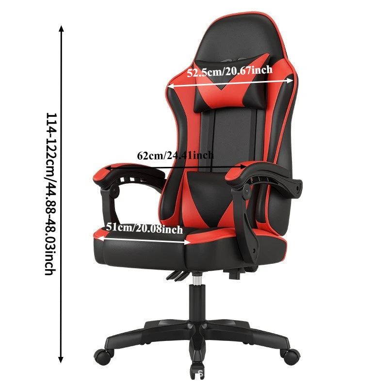 Ergonomic Racing Gaming Chair Adjustable Swivel PU Leather with Headrest and Lumbar Support for Office Computer Living Room