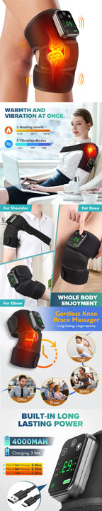 Electric Heated Vibration Knee Massage Pad 3 in 1 Massager for Shoulder Elbow Hot Compress Thermal Joint Brace Muscle Relaxation