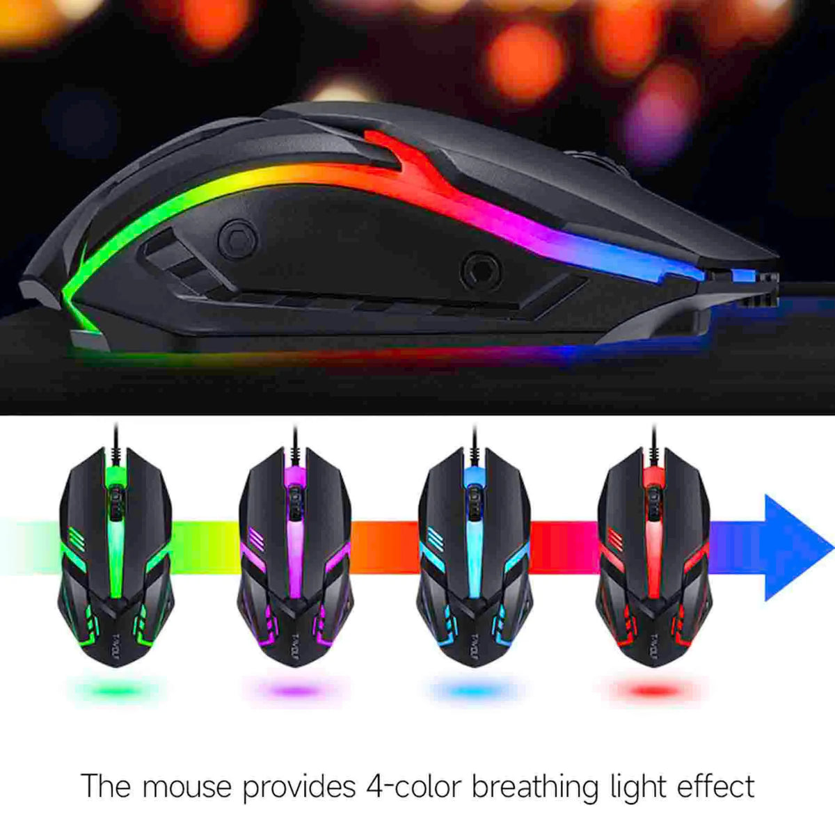 Gaming Keyboard 104 Keys & Gaming Mouse Controller 4-color Breathing Light Mouse 3.5mm Gaming Headset Anti-slip Mouse Pad Combo