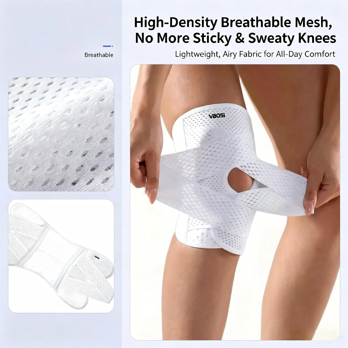 VBOSI Compression Knee Pad For Relieve Meniscal Tear Knee Pain Arthritis Joint Pain Relief Breathable Knee Support