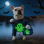 Halloween Dog Clothes Pet Costume Funny Cosplay Outfit with Fluorescent Ghost Cute Dog Cat Dress Up Festive Party Apparel Set