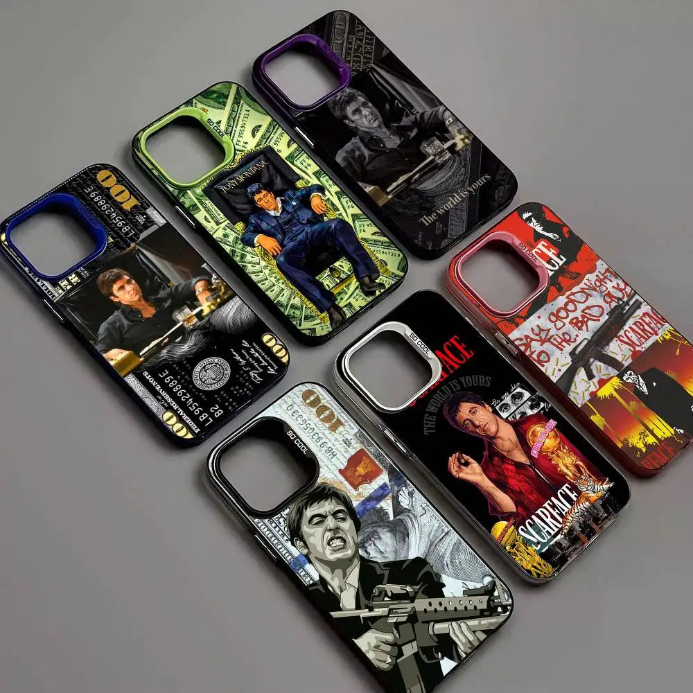 Classic S-Scarface Film Tony For IPhone 11 12 13 14 15 16 17 Pro Max Plus Colorful Black Matte Phone Cover