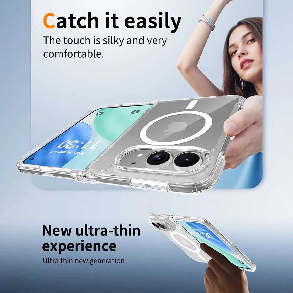 Strong Magnetic For Magsafe Case For iPhone DUO 18 Fold iPhoneDUO iPhone18Fold Clear Hybrid Shockproof Hard Cover Soft Shell