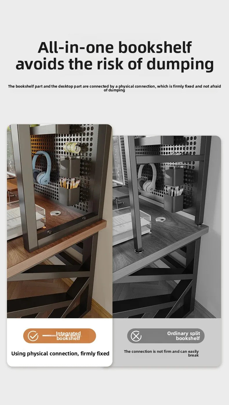 Gaming Desk with Bookshelf and Pegboard Computer Desk with Storage Shelf Home Office Study Desk for Bedroom Small Space