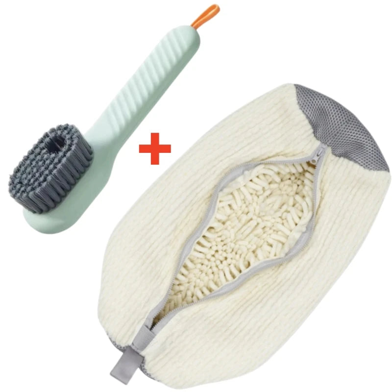 1/2/4PCS Shoe Washing Machine Bag with Liquid Shoe Brush Set Durable Laundry Shoe Bag and Soft Bristle Clean Brush for All Shoes