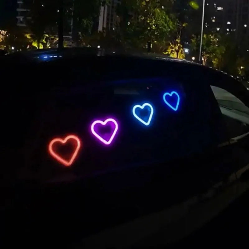 Solar LED Car Neon Lights – Heart Shape | RGB Atmosphere Light