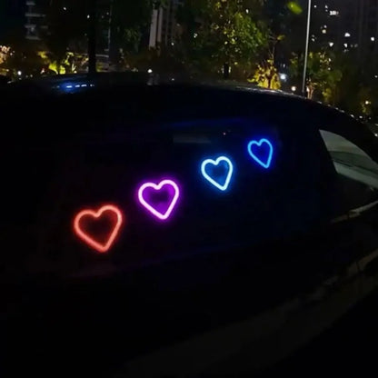 Solar LED Car Neon Lights – Heart Shape | RGB Atmosphere Light