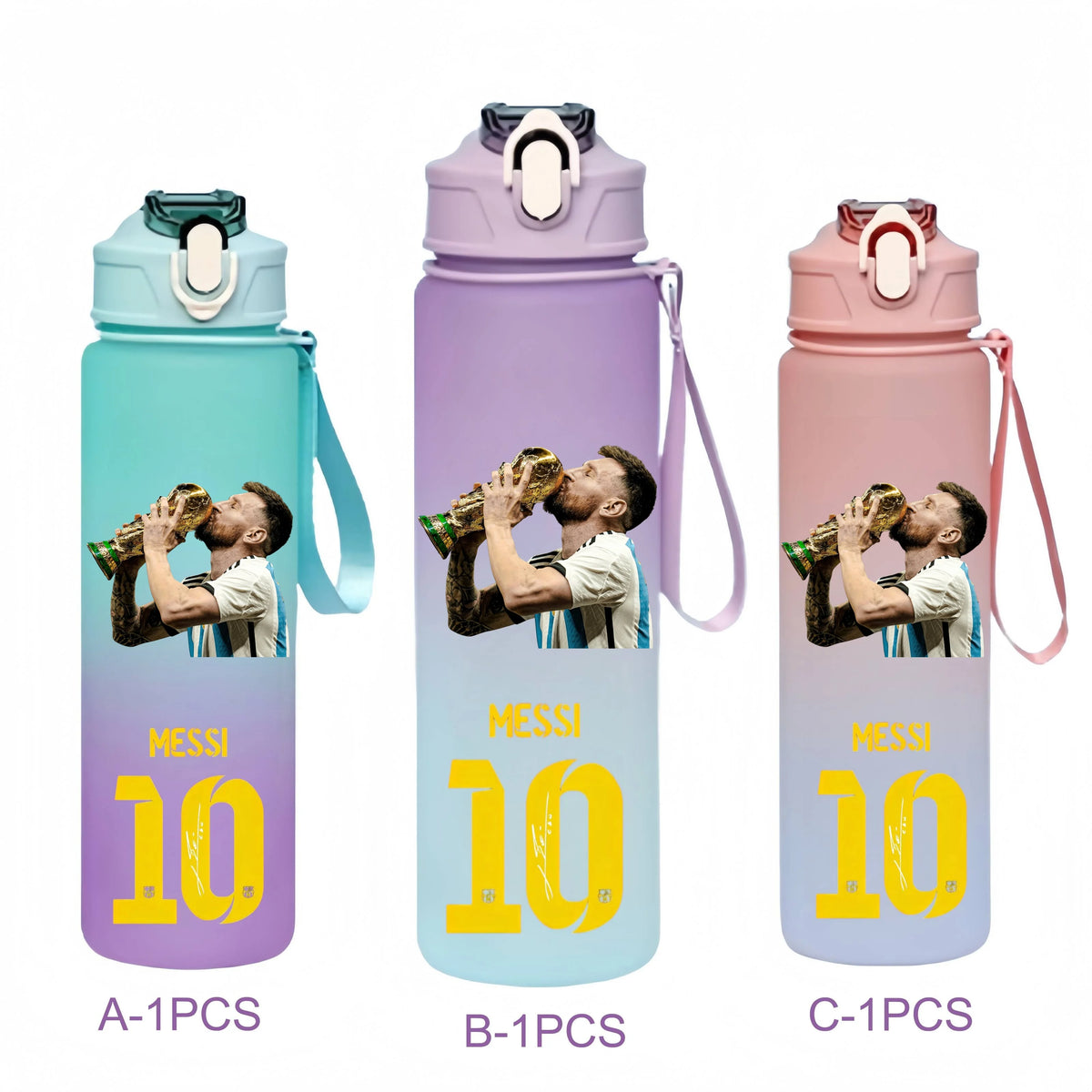 750ML Messi Modrić Neymar Football Star Straw Water Cup Portable Fitness Drink Bottle Kettle Leakproof Drinkware Fans Gifts
