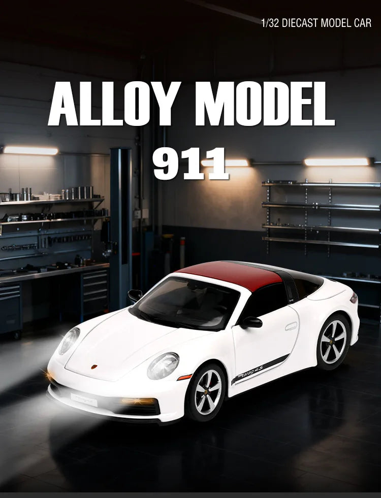1:32 911 Targa 4S Sports Car Alloy Car Model Simulated Children's Toy Collection Ornaments for Boys Gifts