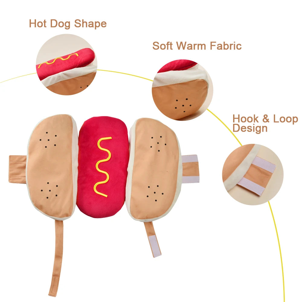Halloween Pet Hot Dog Costume Funny Small Dogs Outfits Cute Soft Puppy Clothes Cat Dress Up Costume for Party Photo Shooting