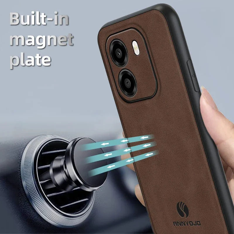 Case for Huawei Honor X6e 4G Built-in Car Magnetic Leather Shockproof Hard Phone Cases for Honor X6 E X6E Back Cover Fundas