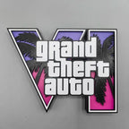 GTA 6 Grand Theft Auto 3D Logo Stand Creative Desktop Ornament Game Peripheral Display Decor For Adult Game Fans