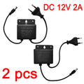 2pcs DC12V 2A EU Plug Power Adapter Waterproof Black For CCTV Security Surveillance AHD Camera Charger NVR DVR Input AC100V-240V