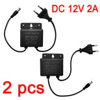 2pcs DC12V 2A EU Plug Power Adapter Waterproof Black For CCTV Security Surveillance AHD Camera Charger NVR DVR Input AC100V-240V