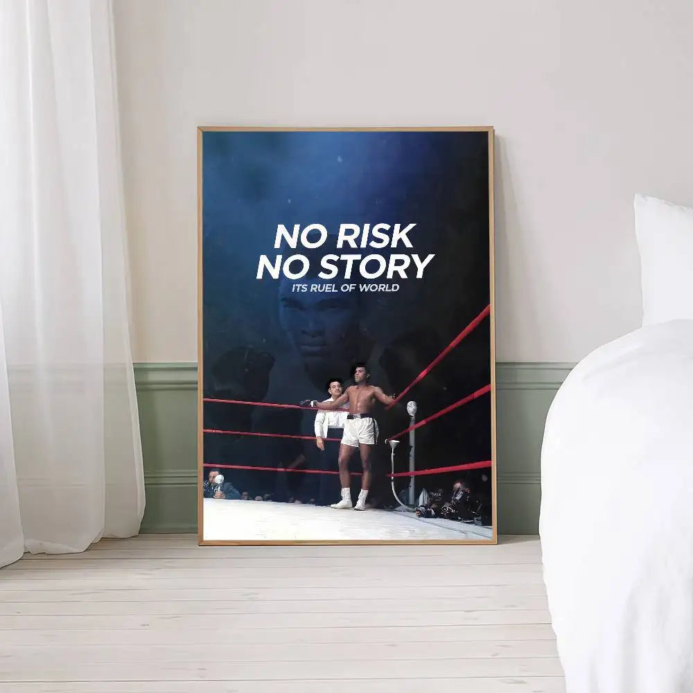 1pc Boxer Mike Tyson M-Muhammad Ali Motivational Quote Posters Retro Kraft Paper Sticker DIY Room Bar Cafe Wall Painting