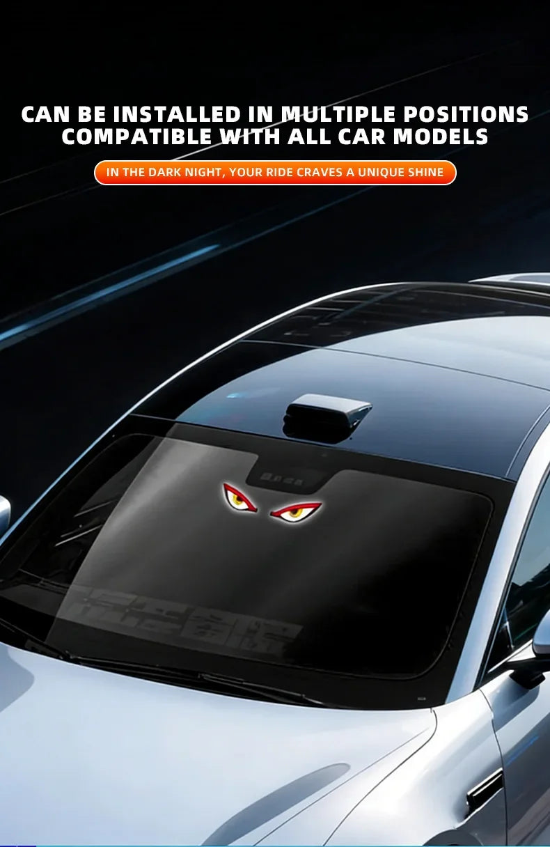 Cool DEMON EYE Ambient Light Solar Powered Breathing Neon Light Car Decoration Rear Windshield Atmosphere Lights Car Accessories
