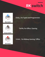 RK Royal Kludge RK61 2.4G Wireless Bluetooth Mechanical Keyboard Tri-mode 61 Keys RGB Backlit Mini Hot-swappable Gamer Keyboard