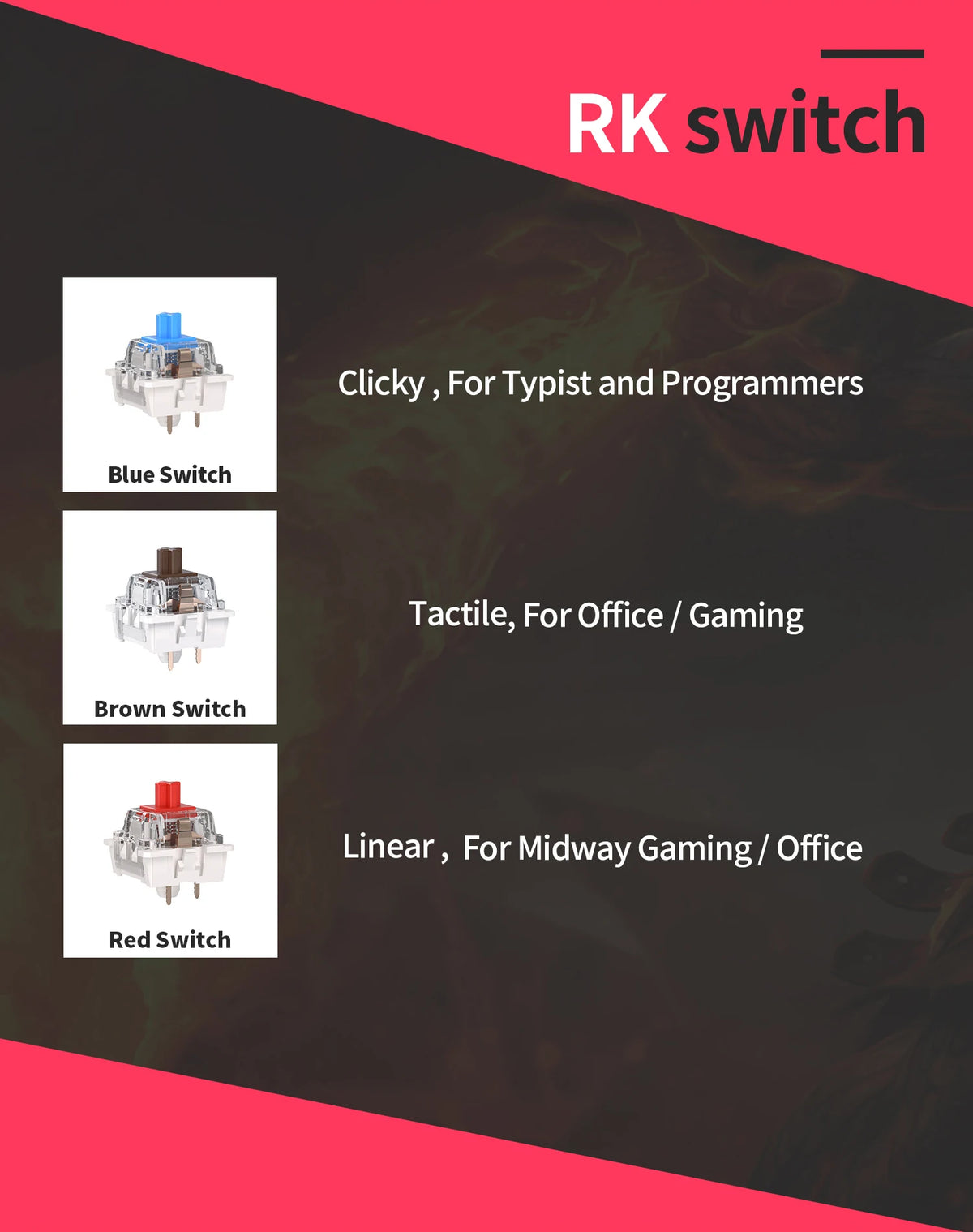 RK Royal Kludge RK61 2.4G Wireless Bluetooth Mechanical Keyboard Tri-mode 61 Keys RGB Backlit Mini Hot-swappable Gamer Keyboard