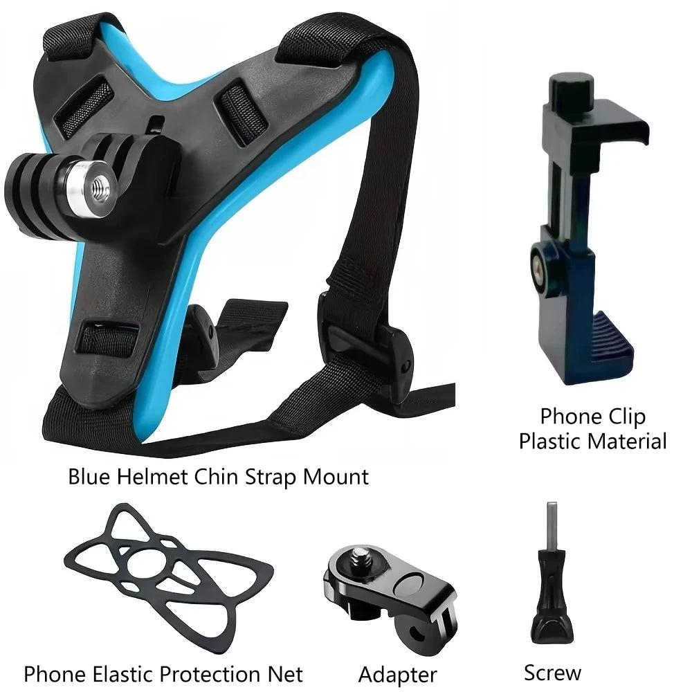 Motorcycle Helmet Chin Strap Mount for GoPro Hero 13 12 11 10 9 8 DJI Osmo Insta360 SJCAM SJ4000 AKASO Action Camera Accessories