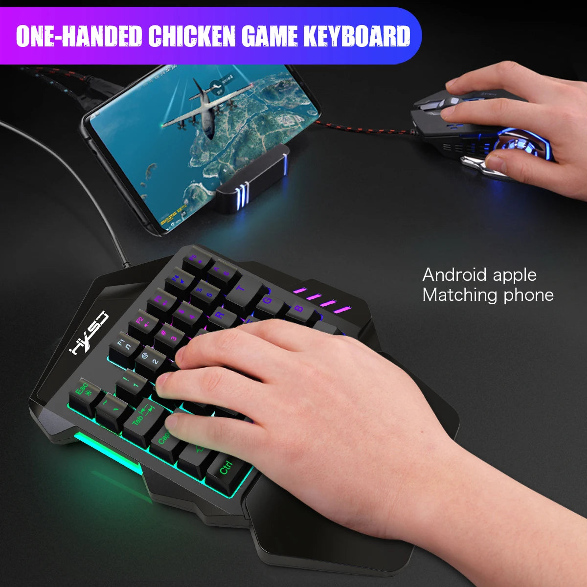 Ergonomic 35-Key Gaming Keyboard with RGB Lighting USB Powered One-Handed Design Thin Film Keys for Enhanced Gaming Experience