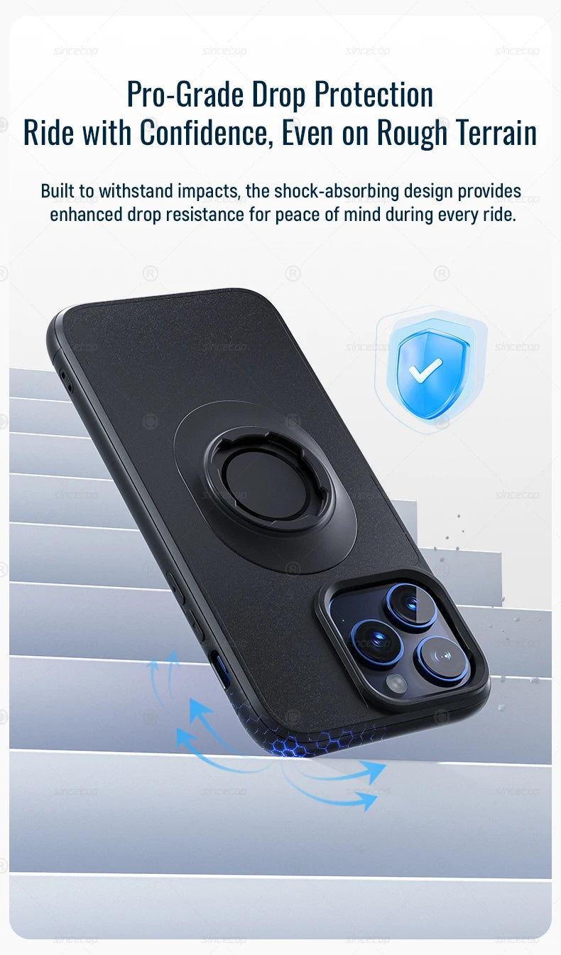 Shockproof Case for iPhone 17/16/15/14/13/12/11 Pro/X Max/XR Mini Lock-in Design Cover Fit Quad-style Bike/Moto Mount
