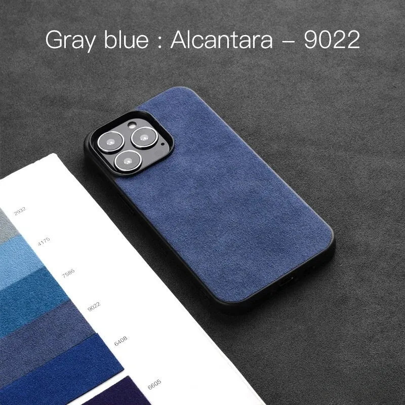 Solid Color Alcantara Phone Case for iPhone 17 Pro Max 17air 16 Pro 16E 15 Plus 14 13 12 Mini 11 XS XR Suede Leather Hard Cover