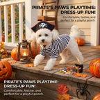 Halloween Pirate Pet Costume Set with Skull Hat Black White Striped Dog Cat Shirt Sweatshirt Spooky Cosplay Party Apparel Outfit