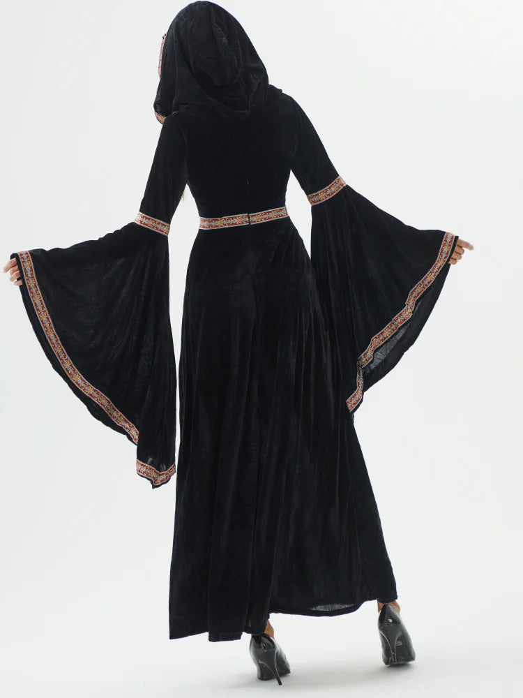 Medieval Retro Gothic Hoodie Witch Long Skirt Luxury Women's Party Dress Cosplay Vampire Halloween Adult Costume