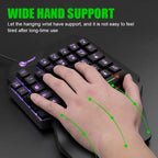 Teclado para juegos de una sola mano de 35 teclas, mini teclado USB ultradelgado con retroiluminación con cable para laptop, PC de escritorio, smartphone