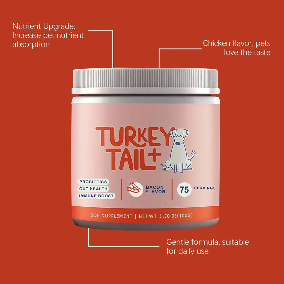 Dog Probiotic Soft Granules Turkey Tail Mushroom Vitamin Supplement Gentle Nourishment Support Gut Health Daily Pet Health Care
