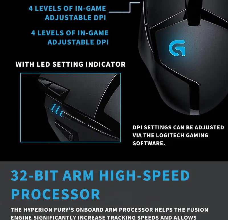 Logitech G402 Hyperion Fury, Wired Gaming Mouse with 4000 DPI, Perfect for FPS & RPG Games G102/G203/M100R